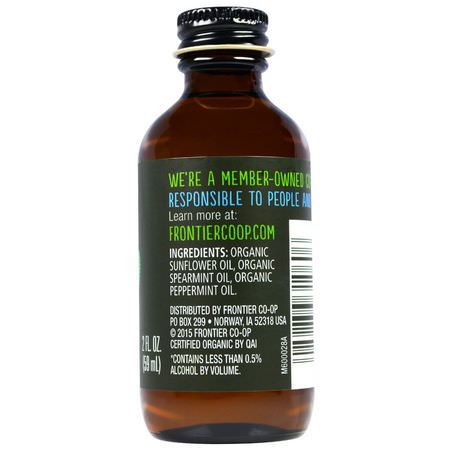 Frontier Natural Products, Organic Mint Flavor, Non-Alcoholic, 2 fl oz (59 ml):مقتطفات, مكسبات طعم