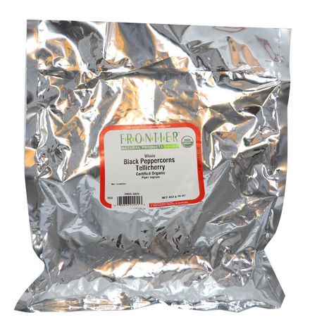 Frontier Natural Products, Organic Whole Black Peppercorns Tellicherry, 16 oz (453 g):فلفل, بهارات