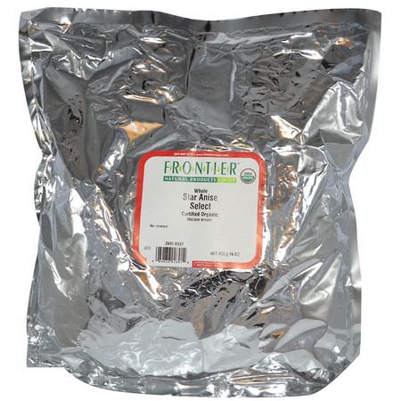 Frontier Natural Products, Organic Whole Star Anise Select, 16 oz (453 g):الت,ابل ,الأعشاب