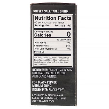 Frontier Natural Products, Salt & Pepper Table Set, 6.03 oz (171 g):فلفل, ملح البحر