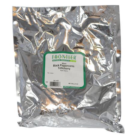 Frontier Natural Products, Whole Black Peppercorns Tellicherry, 16 oz (453 g):فلفل, بهارات