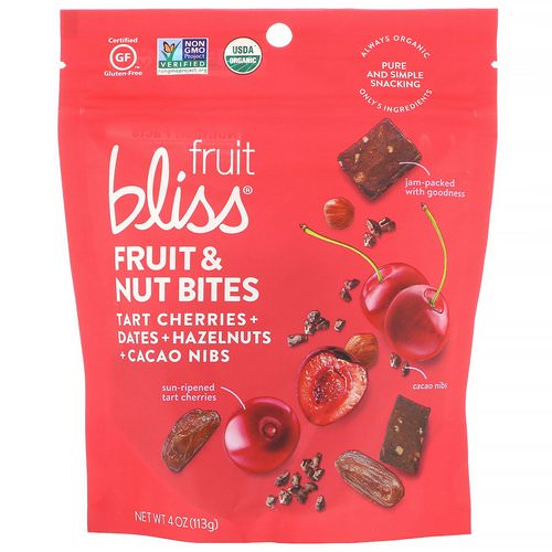 Fruit Bliss, Fruit & Nut Bites, Tart Cherries + Dates + Hazelnuts + Cacao Nibs, 4 oz (113 g) فوائد