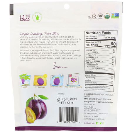 Fruit Bliss, Organic, Dried & Pitted French Plums, 5 oz (142 g):,جبات الخضر,ات الخفيفة, الخ,خ