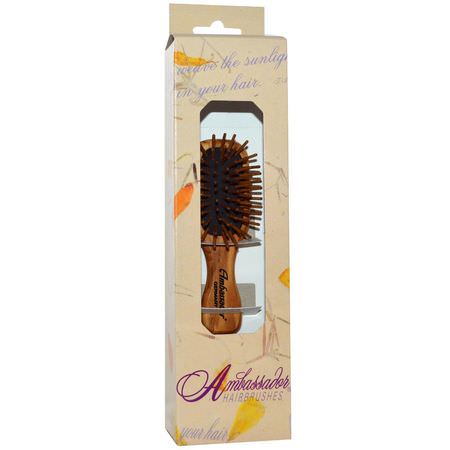 Fuchs Brushes, Ambassador Hairbrushes, Olivewood Mini/Wood Pins, 1 Hair Brush:أمشاط, فرش الشعر