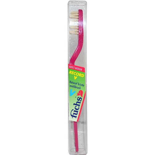 Fuchs Brushes, Record V, Natural Bristle Toothbrush, Adult Medium, 1 Toothbrush فوائد