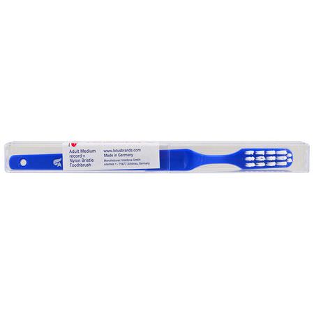 Fuchs Brushes, Record V, Nylon Bristle Toothbrush, Adult Medium, Blue, 1 Toothbrush:فرش الأسنان, العناية بالفم
