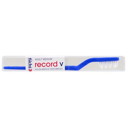 Fuchs Brushes, Record V, Nylon Bristle Toothbrush, Adult Medium, Blue, 1 Toothbrush فوائد