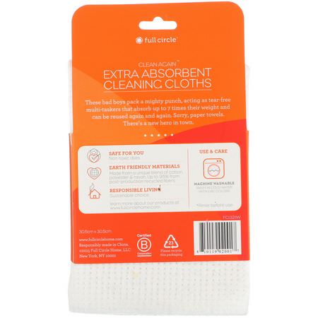 Full Circle, Clean Again, Extra Absorbing Cleaning Cloths, 2 Pack, 12
