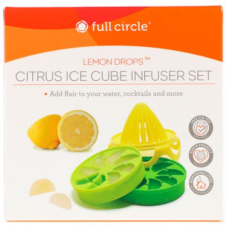 Full Circle, Lemon Drops, Citrus Ice Cube Infuser Set, 1 Set:الصفحة الرئيسية, الل,ازم المنزلية