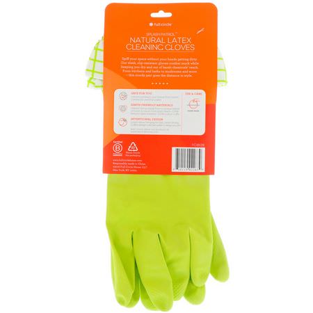 Full Circle, Splash Patrol, Natural Latex Cleaning Gloves, M/L, Green, 1 Pair:غسل الصح,ن, التنظيف