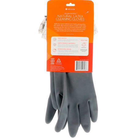 Full Circle, Splash Patrol, Natural Latex Cleaning Gloves, Size S/M, Grey, 1 Pair:غسل الصح,ن, التنظيف