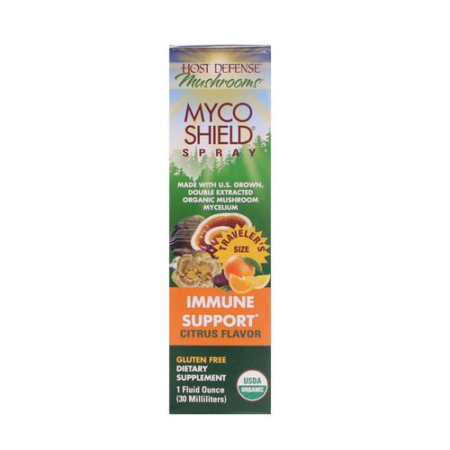 Fungi Perfecti, Mushrooms, Organic Myco Shield Spray, Immune Support Citrus Flavor, 1 fl oz (30 ml) فوائد