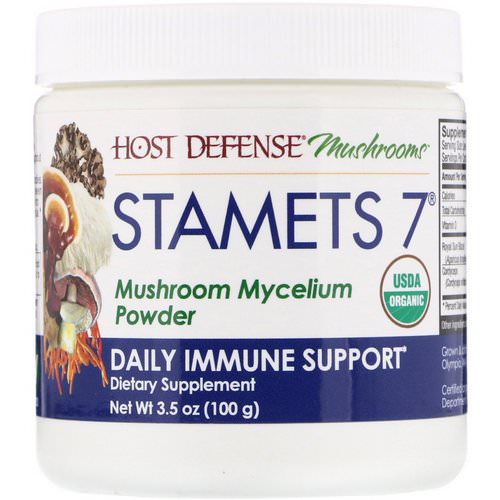 Fungi Perfecti, Stamets 7, Mushroom Mycelium Powder, Daily Immune Support, 3.5 oz (100 g) فوائد