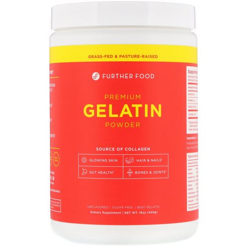 Further Food, Premium Gelatin Powder, Unflavored, 16 oz (450 g) فوائد