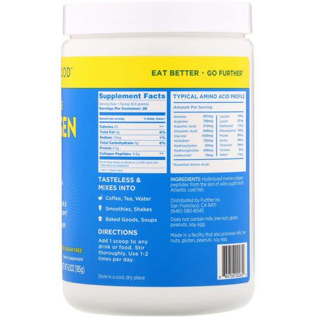 Further Food, Premium Marine Collagen Peptides, Unflavored, 6.5 oz (185 g):مكملات الك,لاجين, المفصل