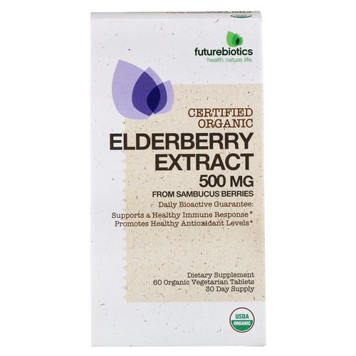 FutureBiotics, Elderberry Extract, 500 mg, 60 Organic Vegetarian Tablets فوائد