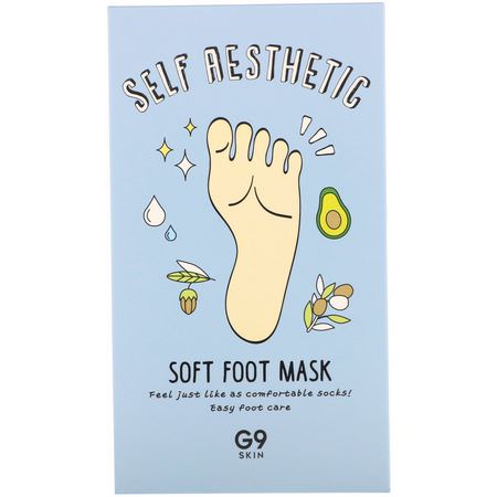 G9skin, Self Aesthetic, Soft Foot Mask, 5 Masks, 0.40 fl oz (12 ml):العناية بالقدم, K-جمال