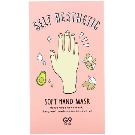 G9skin, Self Aesthetic, Soft Hand Mask, 5 Masks, 0.33 fl oz (10 ml):العناية باليدين, K-جمال