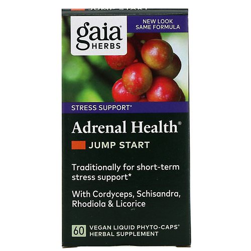 Gaia Herbs, Adrenal Health, Jump Start, 60 Vegan Liquid Phyto-Caps فوائد