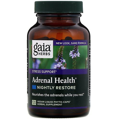 Gaia Herbs, Adrenal Health, Nightly Restore, 120 Vegan Liquid Phyto-Caps فوائد