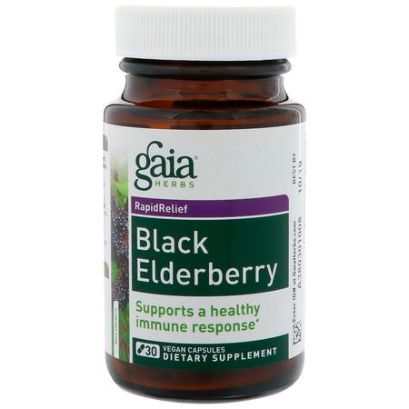 Gaia Herbs Elderberry Sambucus Cold Cough Flu - أنفلونزا, سعال, بارد, ملاحق