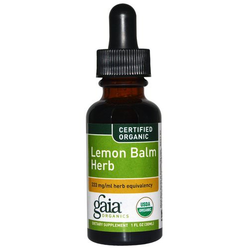 Gaia Herbs, Certified Organic Lemon Balm Herb, 1 fl oz (30 ml) فوائد