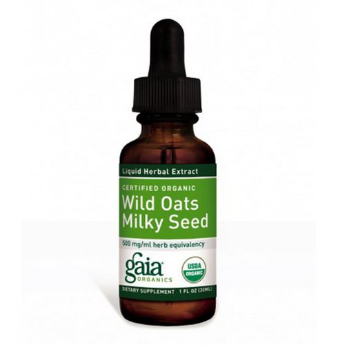 Gaia Herbs, Certified Organic Wild Oats Milky Seed, 1 fl oz (30 ml) فوائد