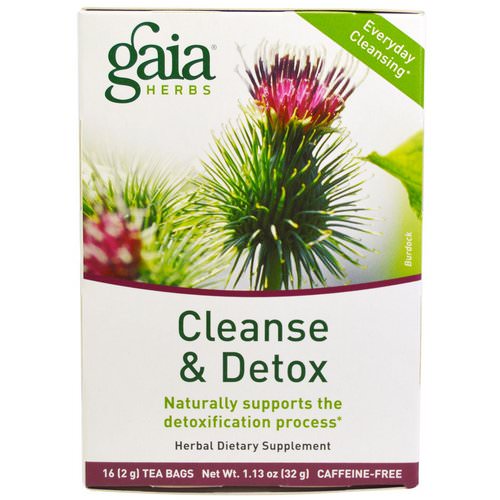 Gaia Herbs, Cleanse & Detox, Caffeine-Free, 16 Tea Bags, 1.13 oz (32 g) فوائد
