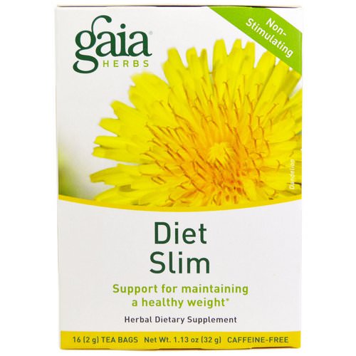 Gaia Herbs, Diet Slim, Caffeine-Free, 16 Tea Bags, 1.13 oz (32 g) فوائد