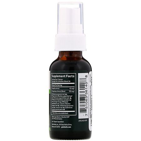 Gaia Herbs, Echinacea Goldenseal Propolis, Throat Spray, 1 fl oz (30 ml):المناعة, المكملات الغذائية