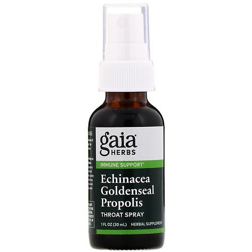 Gaia Herbs, Echinacea Goldenseal Propolis, Throat Spray, 1 fl oz (30 ml) فوائد