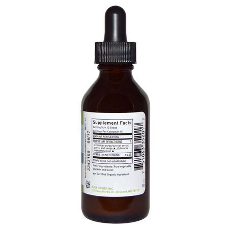Gaia Herbs, Echinacea Supreme, Alcohol Free, 2 fl oz (60 ml):أنفلونزا, سعال