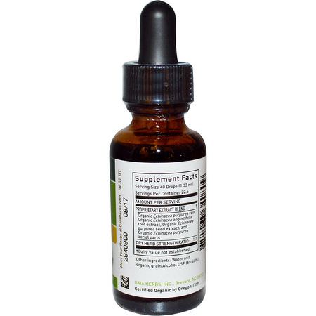 Gaia Herbs, Echinacea Supreme, Organic, 1 fl oz (30 ml):أنفلونزا, سعال