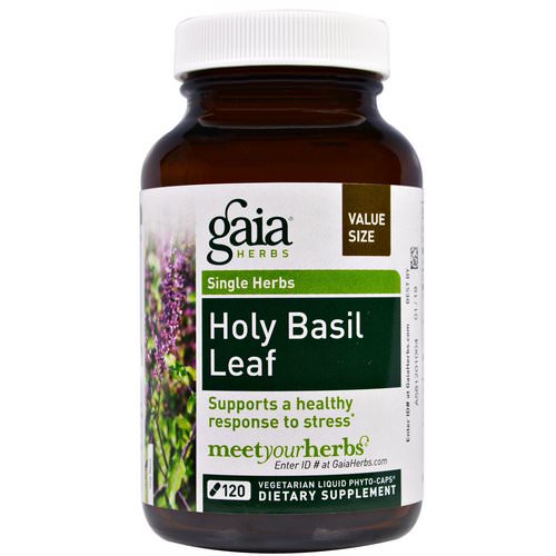 Gaia Herbs, Holy Basil Leaf, 120 Vegetarian Liquid Phyto-Caps فوائد