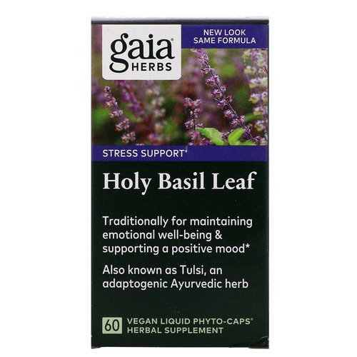 Gaia Herbs, Holy Basil Leaf, 60 Vegan Liquid Phyto-Caps فوائد