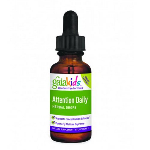 Gaia Herbs, Kids, Attention Daily Herbal Drops, Alcohol-Free Formula, 1 fl oz (30 ml) فوائد