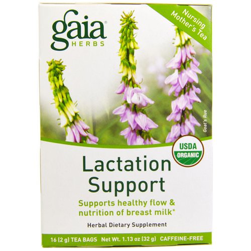 Gaia Herbs, Lactation Support, Caffeine-Free, 16 Tea Bags, 1.13 oz (32 g) فوائد
