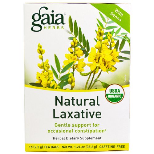 Gaia Herbs, Natural Laxative, Caffeine-Free, 16 Tea Bags, 1.24 oz (35.2 g) فوائد