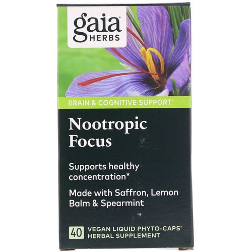 Gaia Herbs, Nootropic Focus, 40 Vegan Liquid Phyto-Caps فوائد