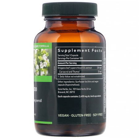 Gaia Herbs, Oil of Oregano, 120 Vegan Liquid Phyto-Caps:أنفلونزا, سعال
