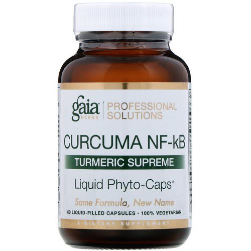 Gaia Herbs Professional Solutions, Curcuma NF-kB, Turmeric Supreme, 60 Liquid-Filled Capsules فوائد