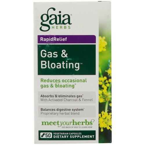 Gaia Herbs, RapidRelief, Gas & Bloating, 50 Capsules فوائد