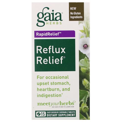 Gaia Herbs, RapidRelief, Reflux Relief, 15 Chewable Tablets فوائد
