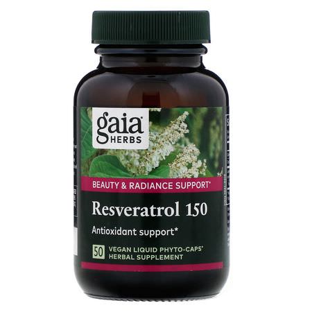 Gaia Herbs Resveratrol - ريسفيراتر,ل, مضادات الأكسدة, المكملات الغذائية