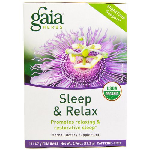 Gaia Herbs, Sleep & Relax, Caffeine-Free, 16 Tea Bags, 0.96 oz (27.2 g) فوائد