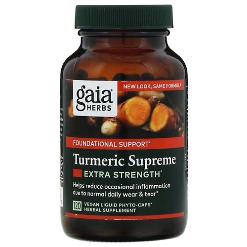 Gaia Herbs, Turmeric Supreme, Extra Strength, 120 Vegan Liquid Phyto-Caps فوائد