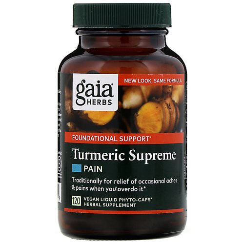 Gaia Herbs, Turmeric Supreme, Pain, 120 Vegan Liquid Phyto-Caps فوائد