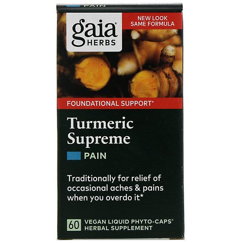 Gaia Herbs, Turmeric Supreme, Pain, 60 Vegan Liquid Phyto-Caps فوائد