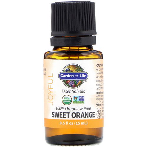 Garden of Life, 100% Organic & Pure, Essential Oils, Joyful, Sweet Orange, 0.5 fl oz (15 ml) فوائد