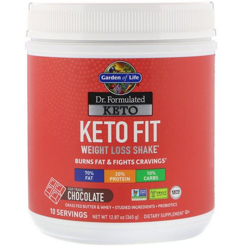 Garden of Life, Dr. Formulated Keto Fit Weight Loss Shake, Chocolate, 12.87 oz (365 g) فوائد